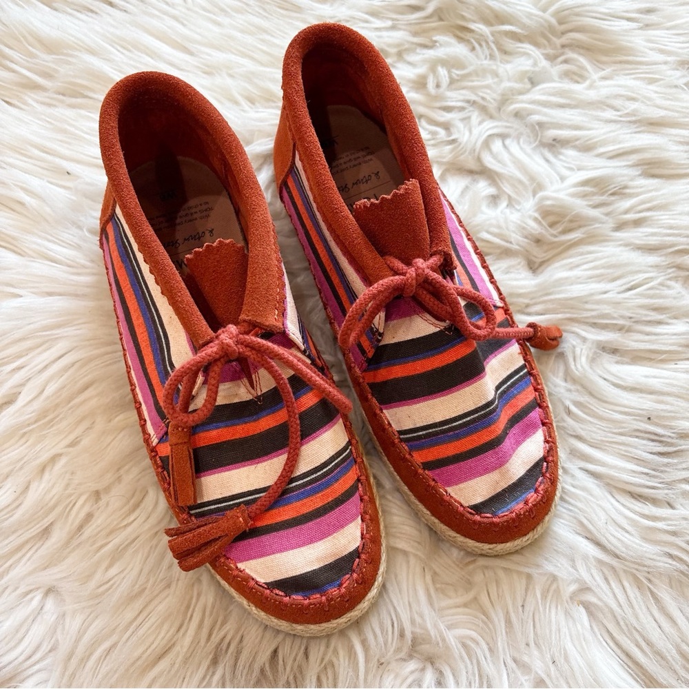 TOMS X & Other Stories Burnt Orange Striped Palmera Chukka Booties Size 6 NEW